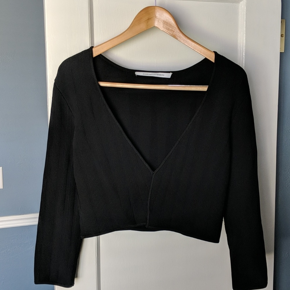 Diane Von Furstenberg Black Cropped Cardigan